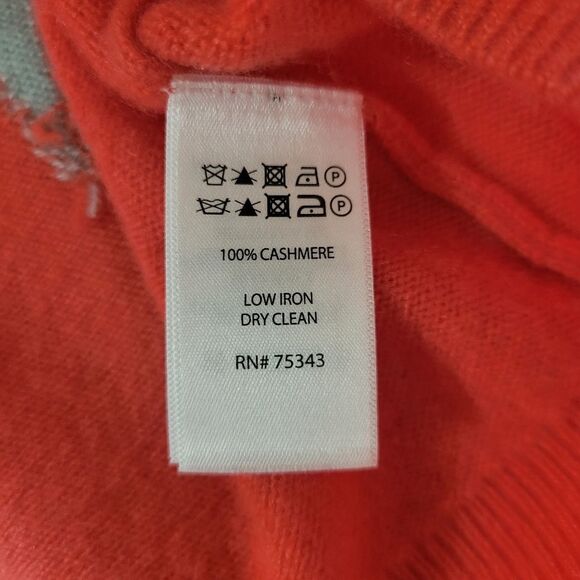 Cynthia Rowley Cashmere Coral Crewneck Long Sleeve Pullover With Stars Sweater - Picture 11 of 15